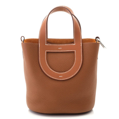 Hermes in the Loop 18 Gold Silver Handbag Taurillon Clemence Veau