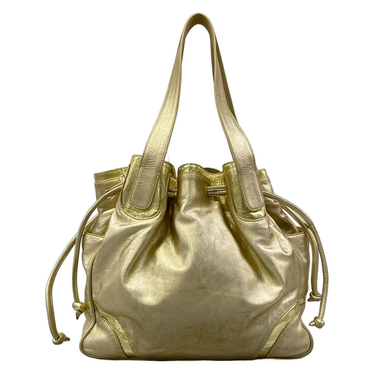 Loewe Tote Bag Duo Eyes Gold Drawstring Leather — view 3