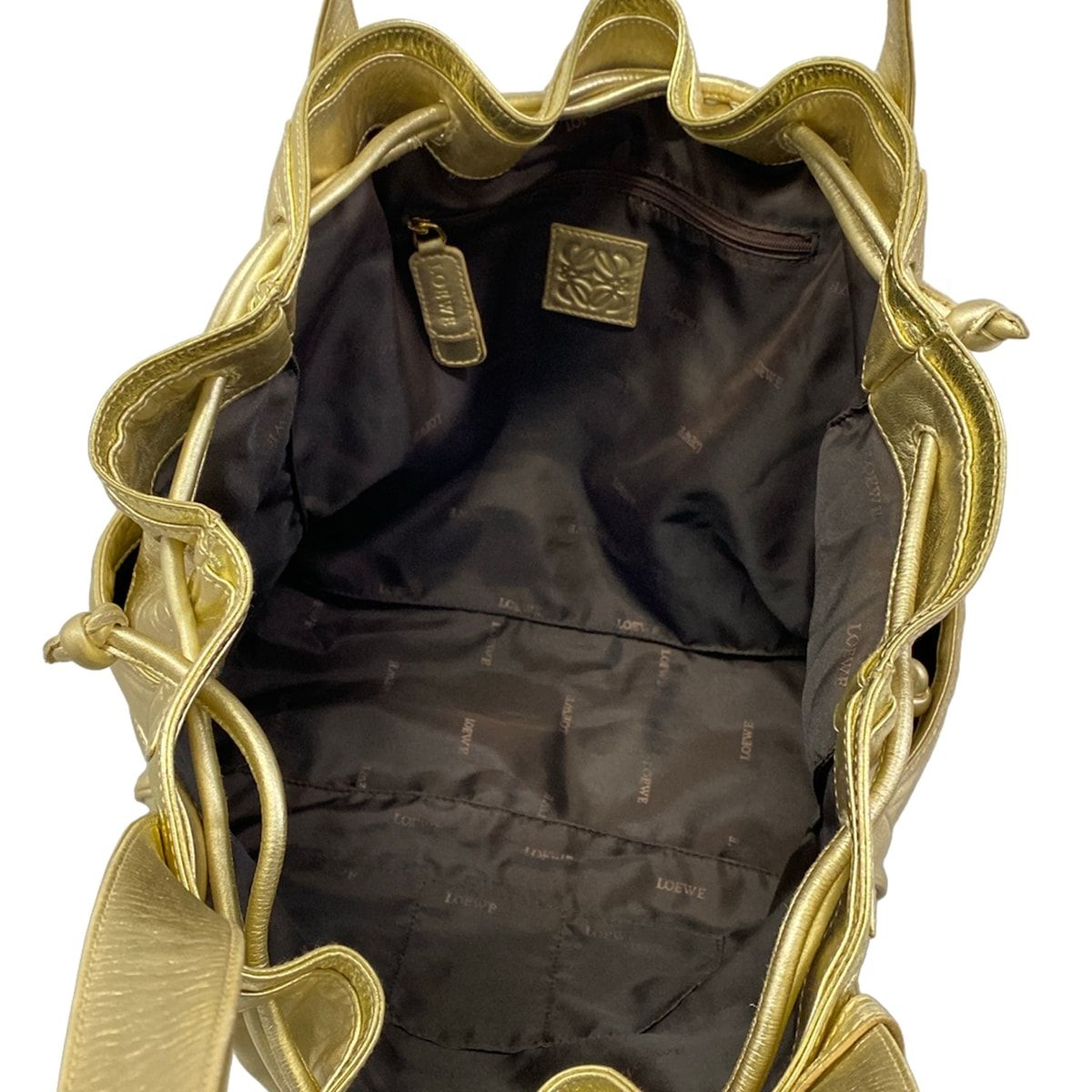 Loewe Tote Bag Duo Eyes Gold Drawstring Leather — view 7