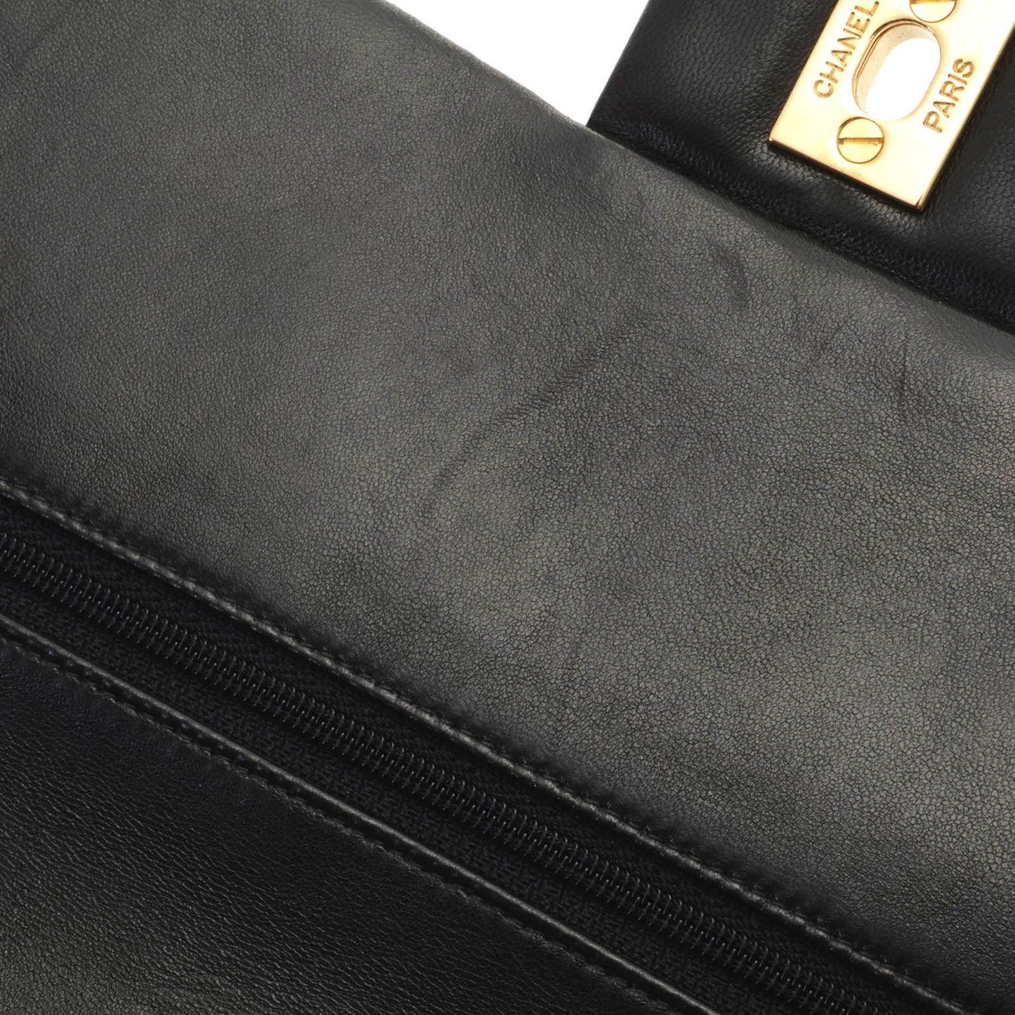 Chanel Quilted Double Flap 25 Chain Shoulder Black Lambskin Bag — view 6