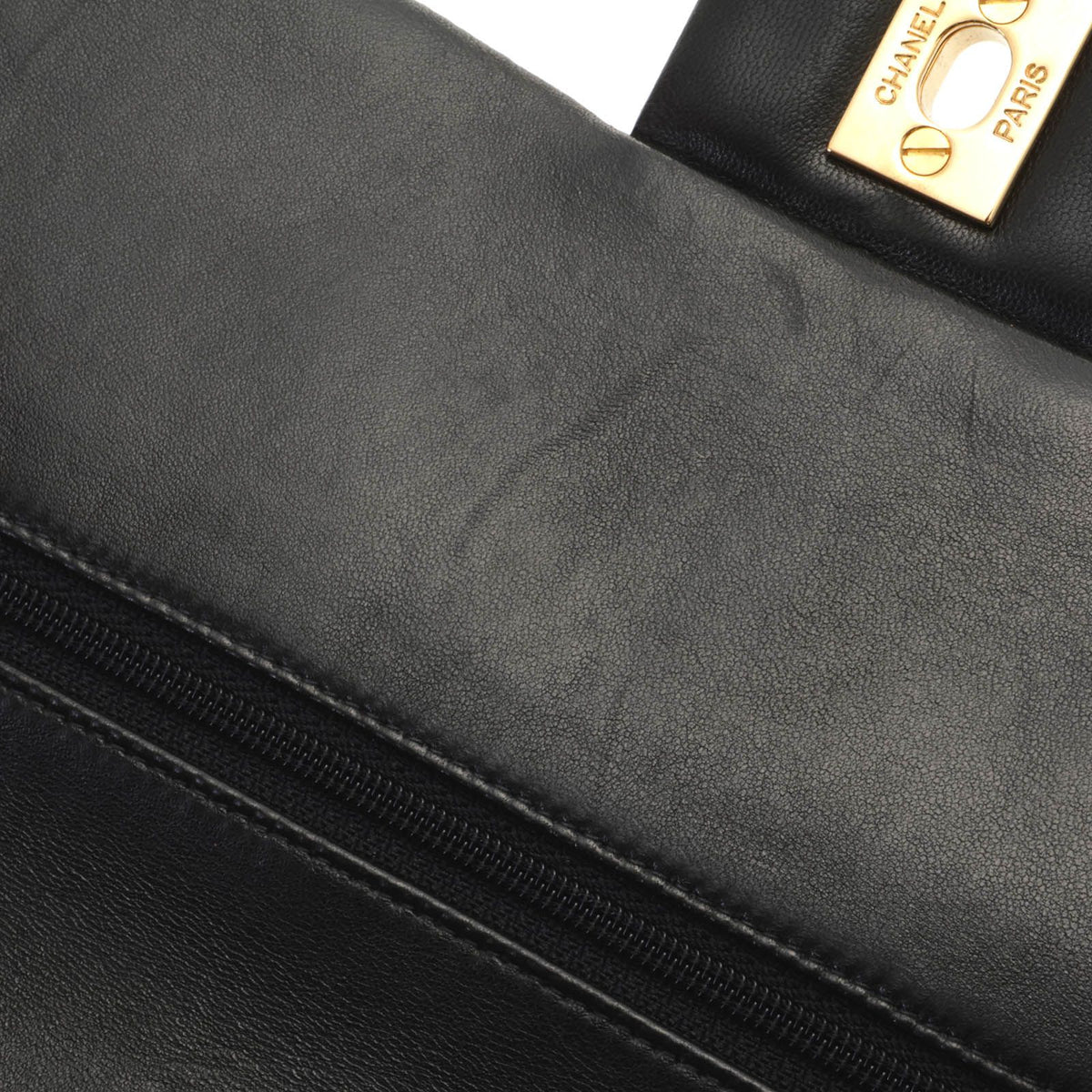Chanel Quilted Double Flap 25 Chain Shoulder Black Lambskin Bag — view 6
