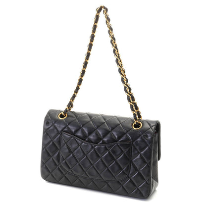 Chanel Quilted Double Flap 25 Chain Shoulder Black Lambskin Bag — view 2