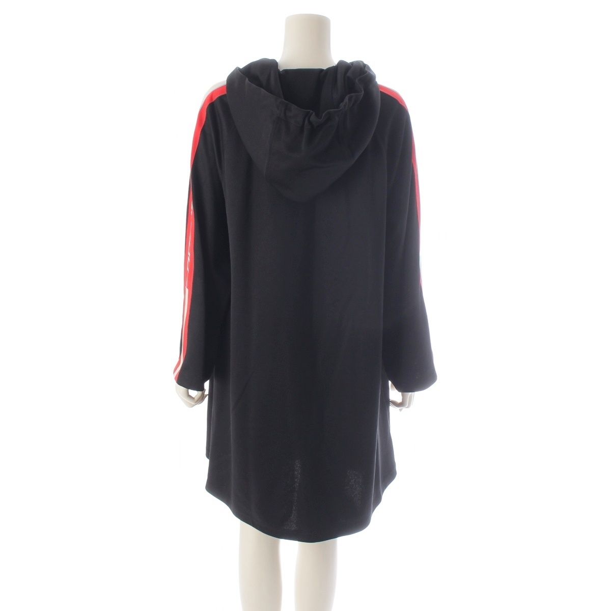 Gucci Nylon Cotton Sherry Line Logo Sleeve Hooded Dress Long Black Hoodie — view 4