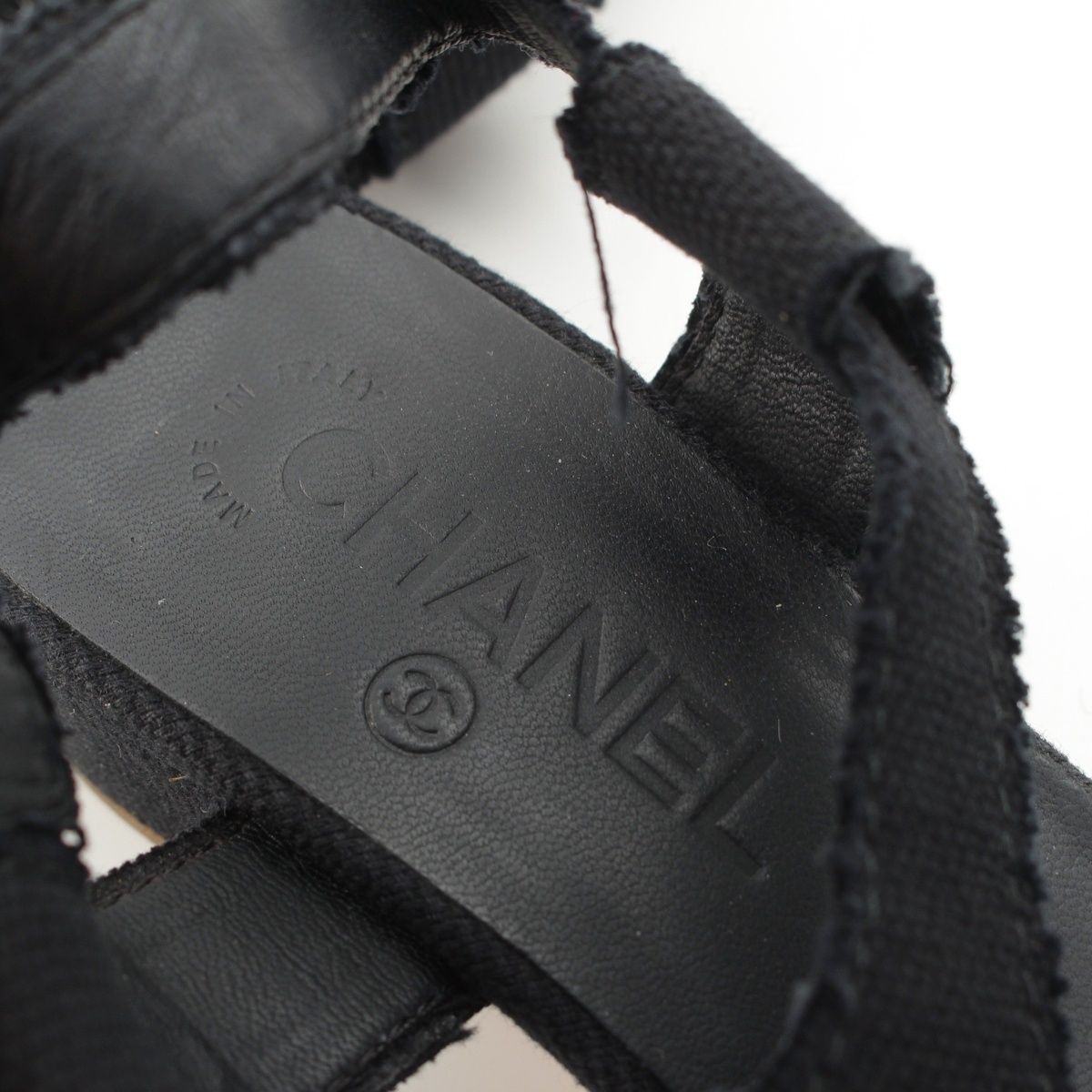 Chanel CC Logo Heart Sandals Black — view 7