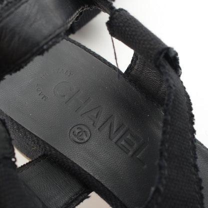 Chanel CC Logo Heart Sandals Black — view 7