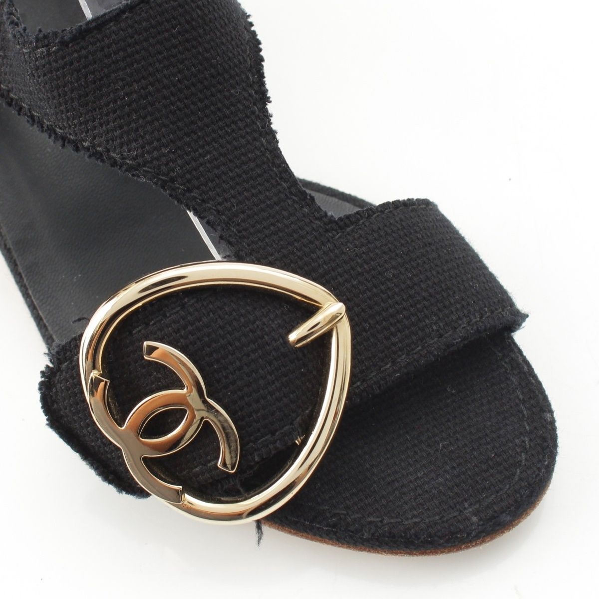 Chanel CC Logo Heart Sandals Black — view 6