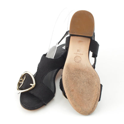 Chanel CC Logo Heart Sandals Black — view 5