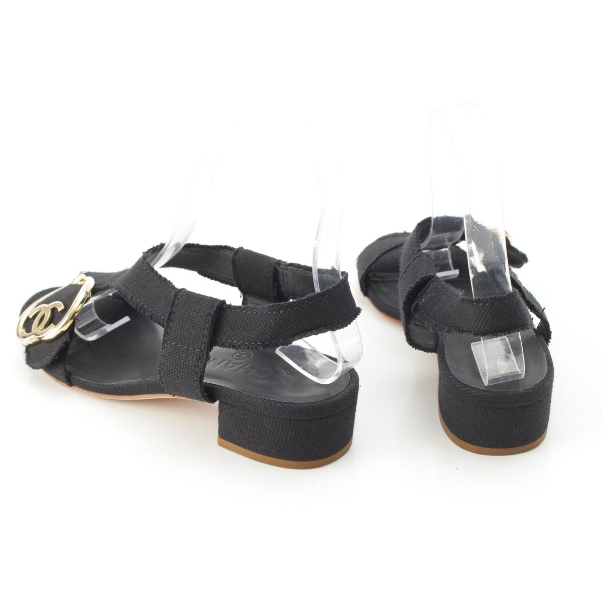 Chanel CC Logo Heart Sandals Black — view 4
