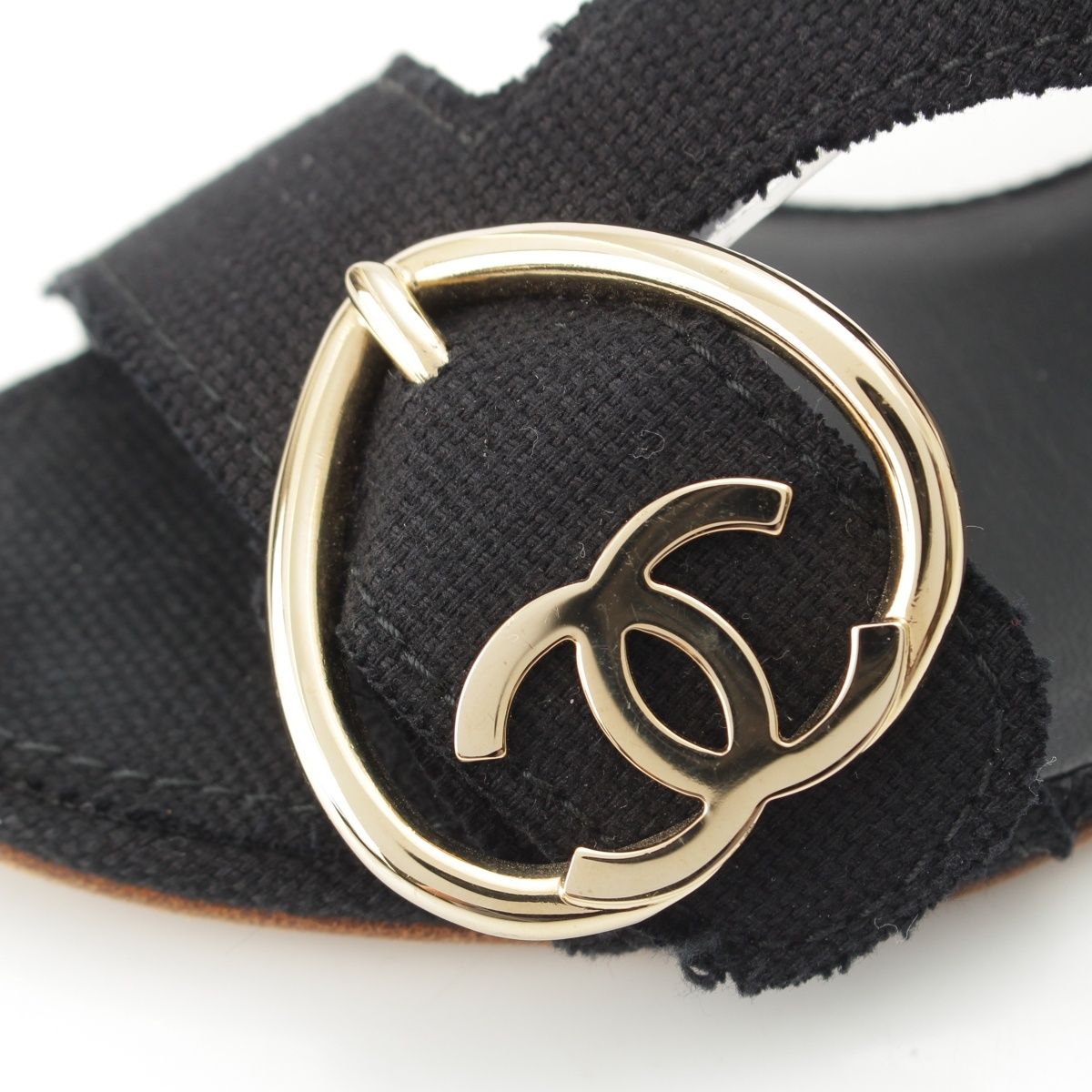 Chanel CC Logo Heart Sandals Black — view 8