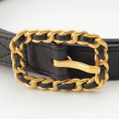 Chanel 96P Leather Quilted Vintage Belt Black 70/28