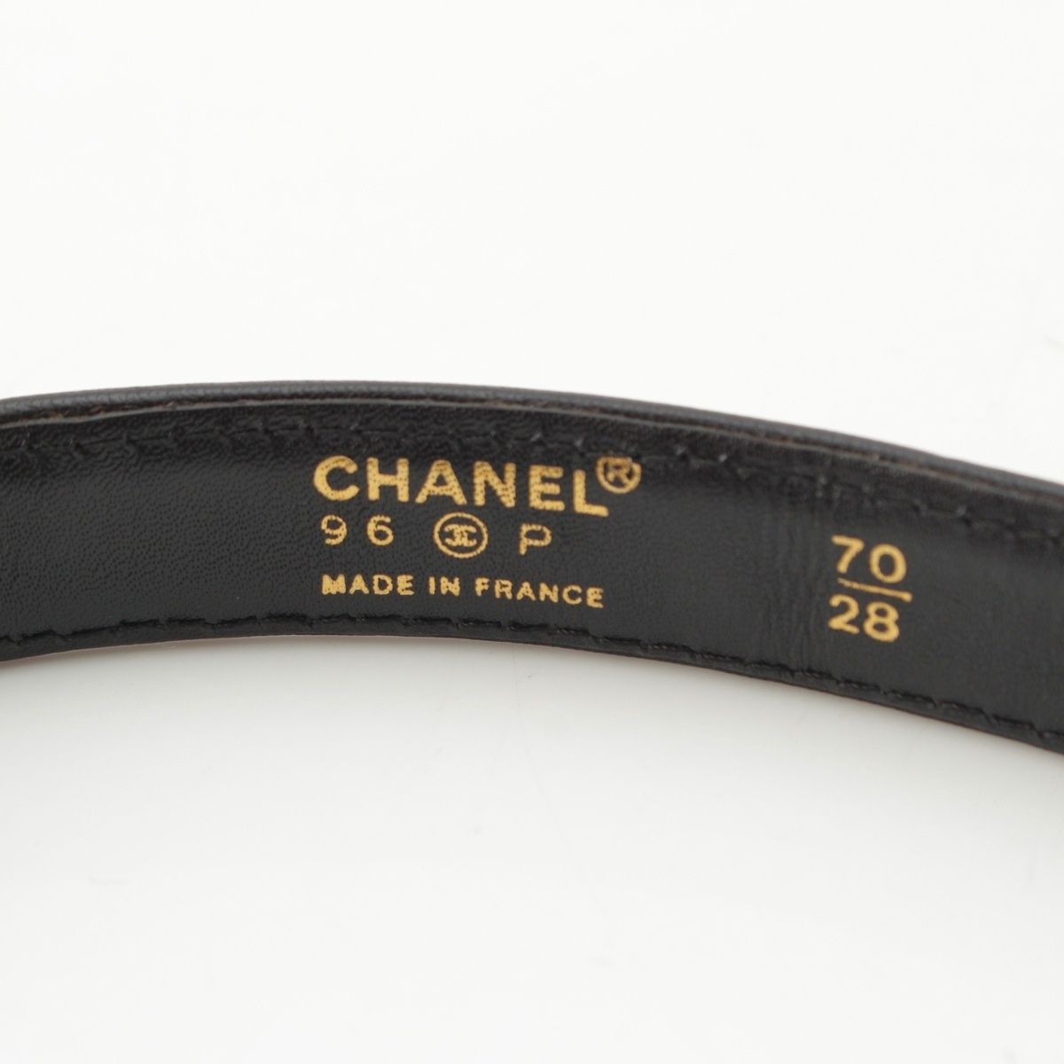 Chanel 96P Leather Quilted Vintage Belt Black 70/28