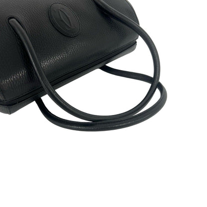 Cartier Vintage Must Line Logo Leather Mini Boston Bag Black — view 4