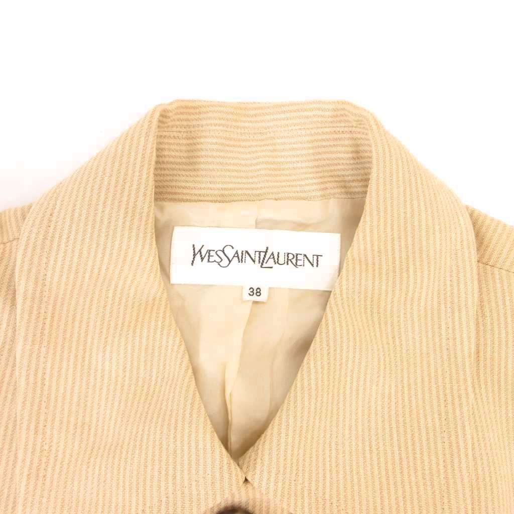 Saint Laurent Linen Corduroy Jacket Beige Patch Pocket Half Lined Shoulder 38 — view 7