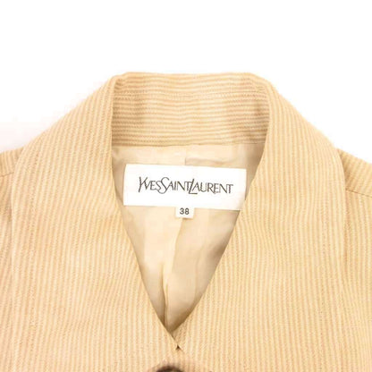 Saint Laurent Linen Corduroy Jacket Beige Patch Pocket Half Lined Shoulder 38 — view 7