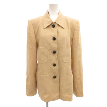 Saint Laurent Linen Corduroy Jacket Beige Patch Pocket Half Lined Shoulder 38