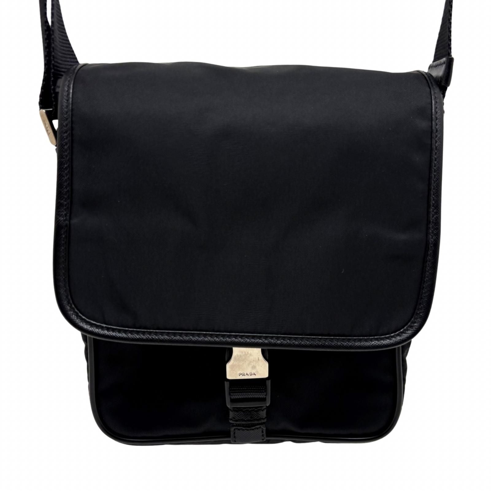 Prada Shoulder Bag Black Nylon Saffiano