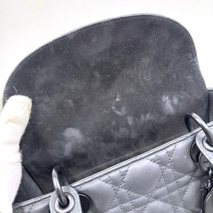 Dior Ultra Matte Lady Dior Cannage Medium Bag Calfskin Black — view 6