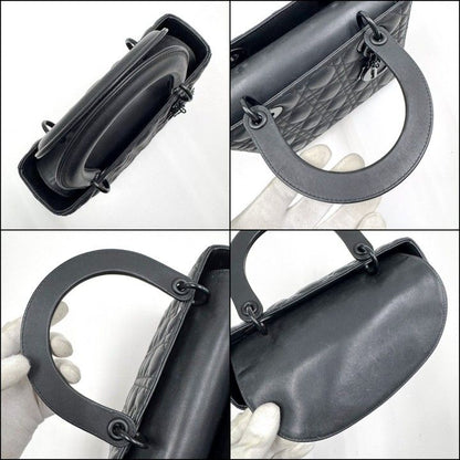 Dior Ultra Matte Lady Dior Cannage Medium Bag Calfskin Black — view 5