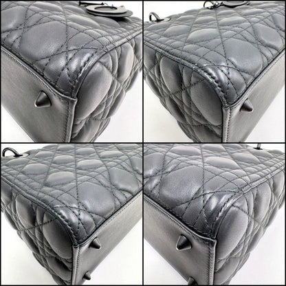 Dior Ultra Matte Lady Dior Cannage Medium Bag Calfskin Black — view 4