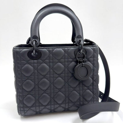 Dior Ultra Matte Lady Dior Cannage Medium Bag Calfskin Black