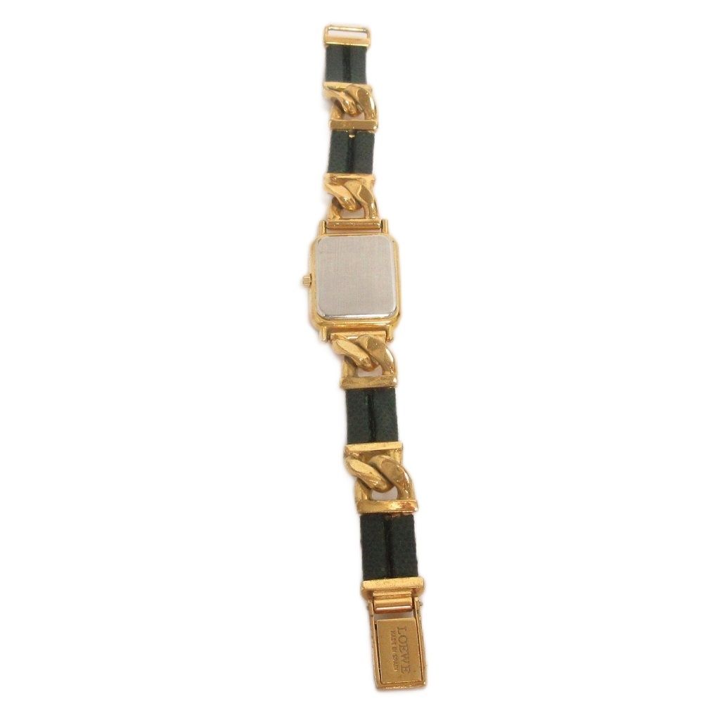 Loewe Vintage Watch Bracelet Square 3 Needle Analog Quartz Dial White Gold — view 7