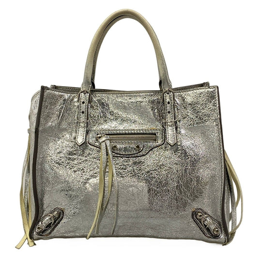 Balenciaga Tote Bag Mini Paper Silver Leather