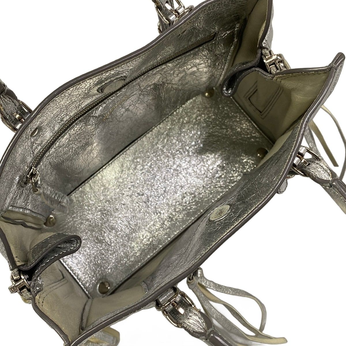 Balenciaga Tote Bag Mini Paper Silver Leather — view 7