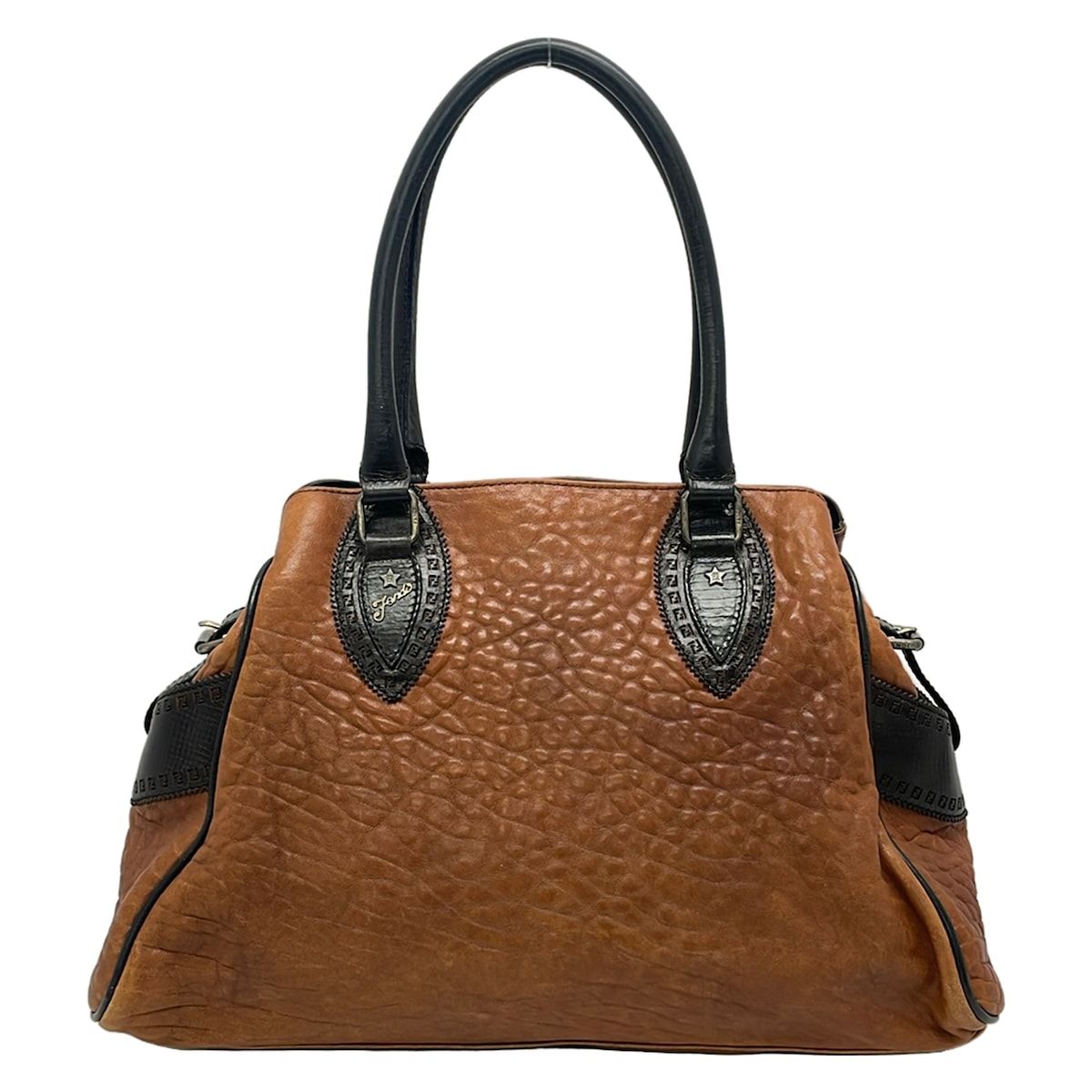 Fendi Handbag Etnico Brown Dark Leather