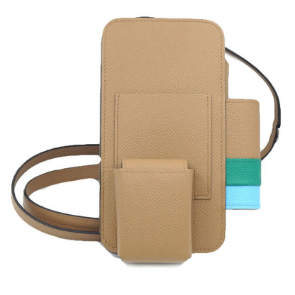 Hermes Way Phone Case Brown Epsom Leather Silver Shoulder Bag