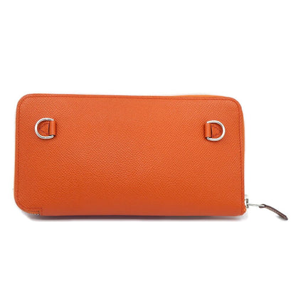 Hermes Nouveau to Go Zip Wallet Orange Pink Silver — view 2