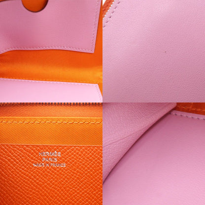 Hermes Nouveau to Go Zip Wallet Orange Pink Silver — view 8