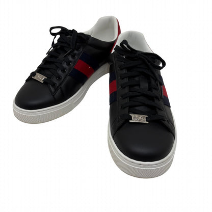 Gucci Ace Sneakers 7.5 Black Red Navy Leather Fabric