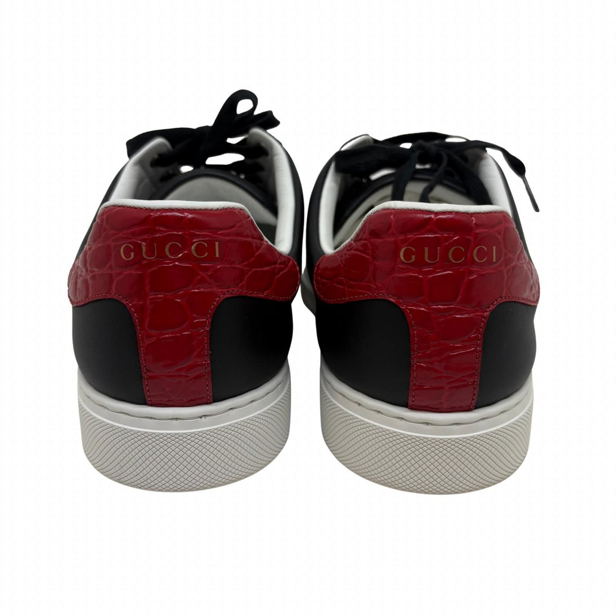 Gucci Ace Sneakers 7.5 Black Red Navy Leather Fabric — view 6