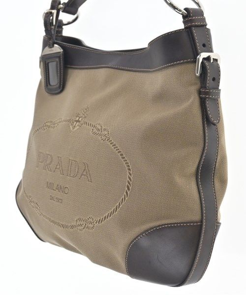 Prada Logo Jacquard Handbag Beige — view 6