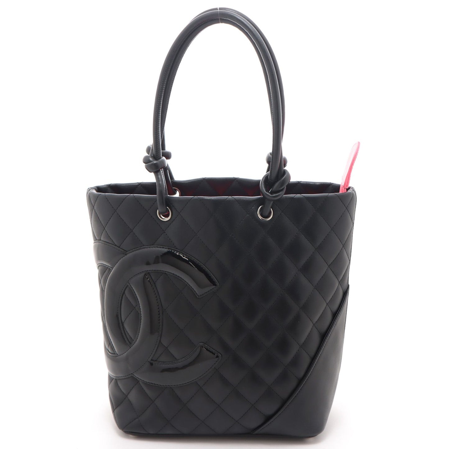 Chanel Cambon Line Medium Tote Black Leather Paten Handbag