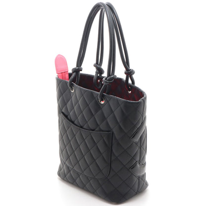 Chanel Cambon Line Medium Tote Black Leather Paten Handbag — view 2
