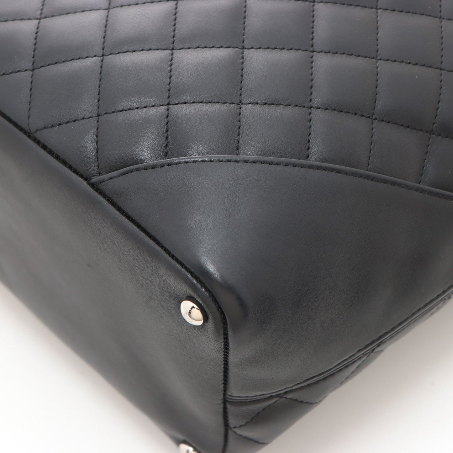 Chanel Cambon Line Medium Tote Black Leather Paten Handbag — view 6