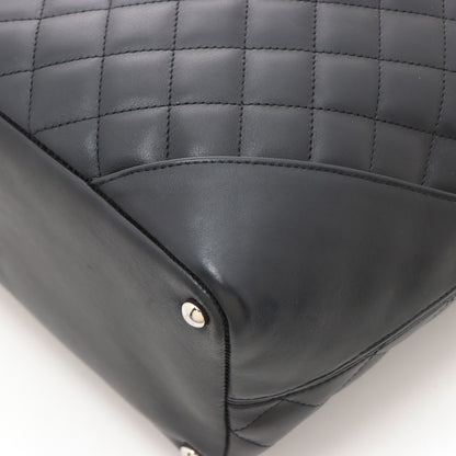 Chanel Cambon Line Medium Tote Black Leather Paten Handbag — view 6