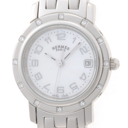 Hermes Clipper Nacre Watch Stainless Steel Shell