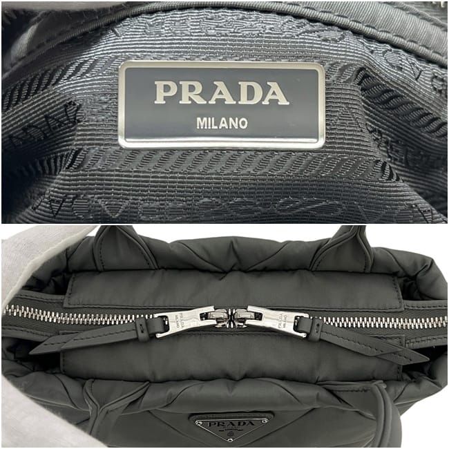 Prada 2-Way Patted Re-Nylon Tote Bag 25 IC Tag Reactive Nylon Mercury Gray — view 4