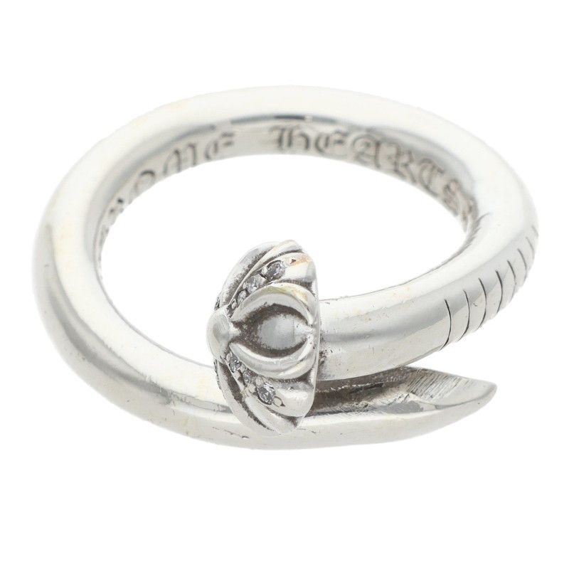 Chrome Hearts Nail Crsball P D Cross Ball Pave Diamond Silver Ring