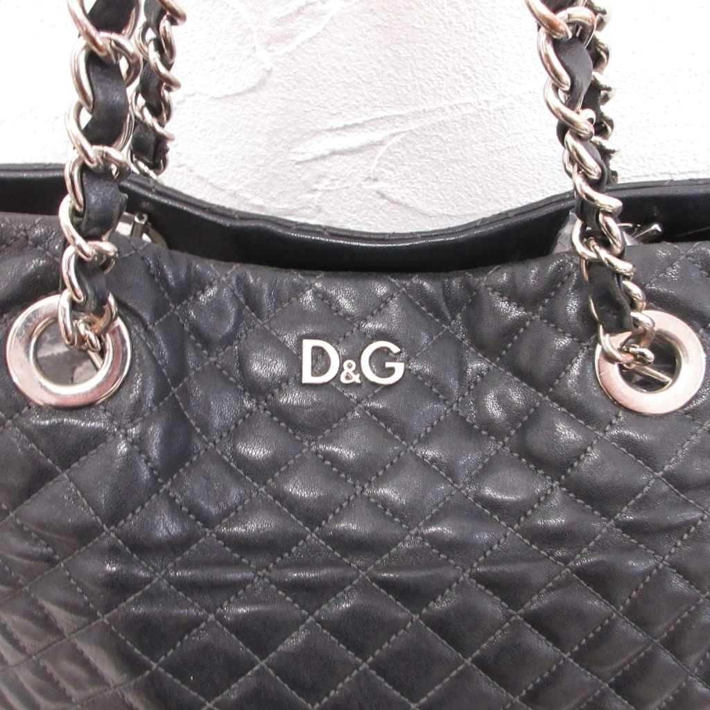 Dolce & Gabbana Tote Bag Shoulder Leather Quilted Chain Black — view 4