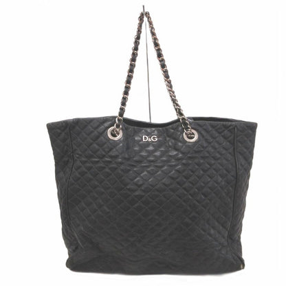 Dolce & Gabbana Tote Bag Shoulder Leather Quilted Chain Black