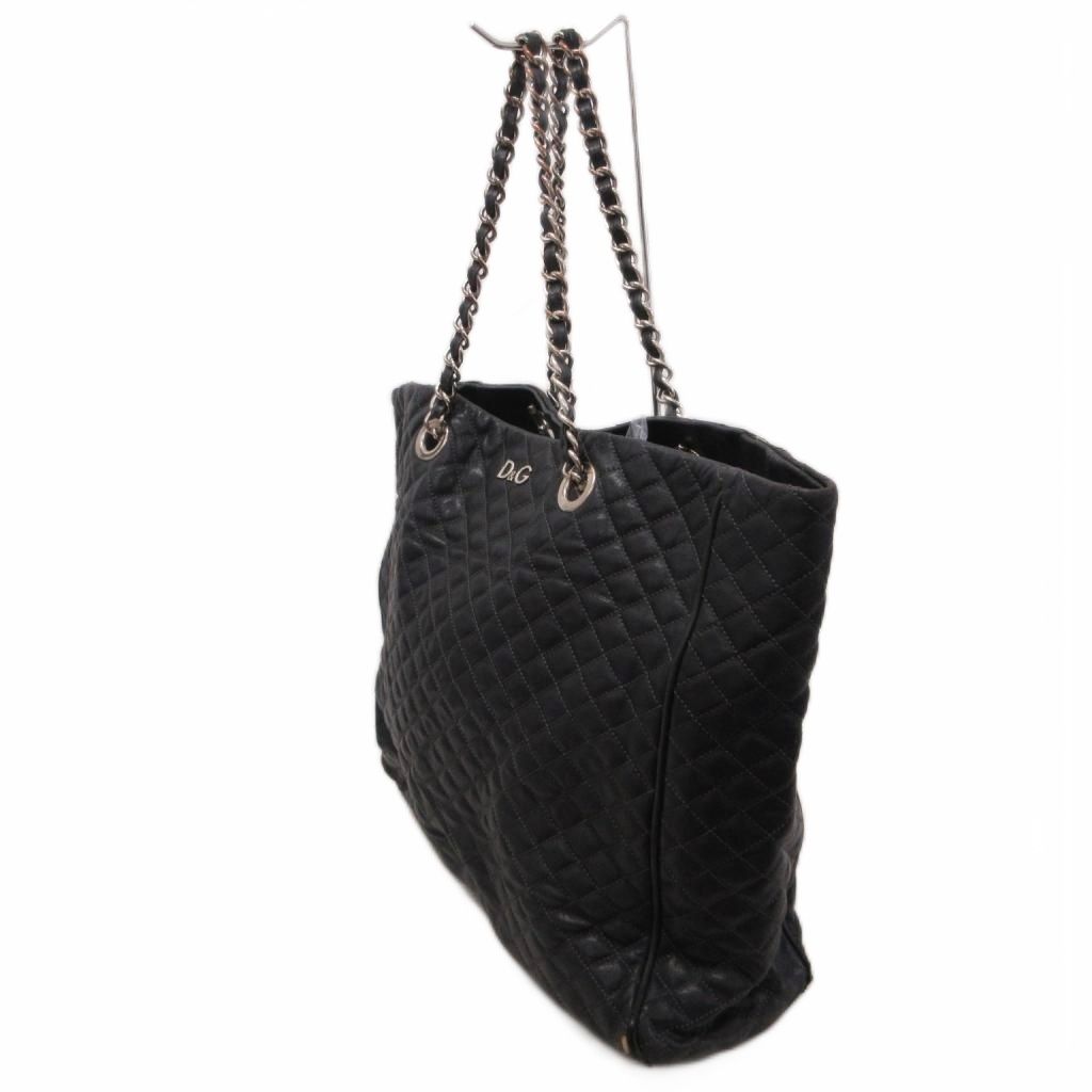 Dolce & Gabbana Tote Bag Shoulder Leather Quilted Chain Black — view 2