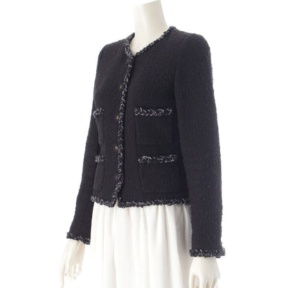 Chanel 07P Tweed Coco Buttons Collarless Jacket Black 34 — view 2