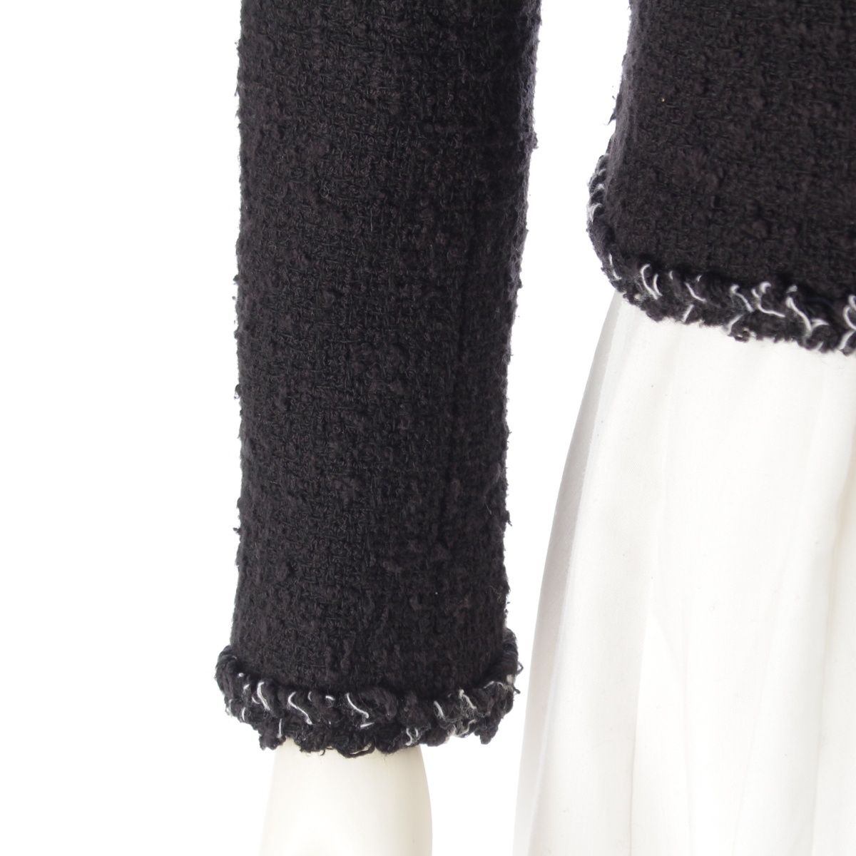 Chanel 07P Tweed Coco Buttons Collarless Jacket Black 34 — view 6