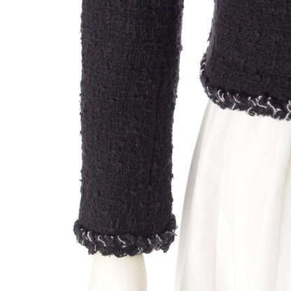 Chanel 07P Tweed Coco Buttons Collarless Jacket Black 34 — view 6