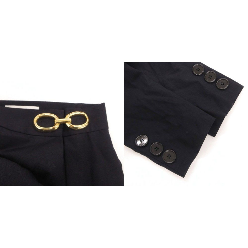 Dior Set Collarless Jacket Pencil Skirt Knee-Length Wool Gold Navy S — view 8