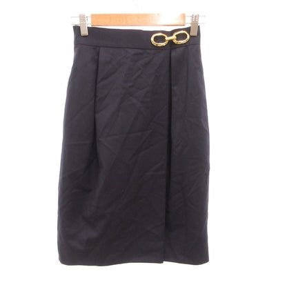 Dior Set Collarless Jacket Pencil Skirt Knee-Length Wool Gold Navy S — view 6
