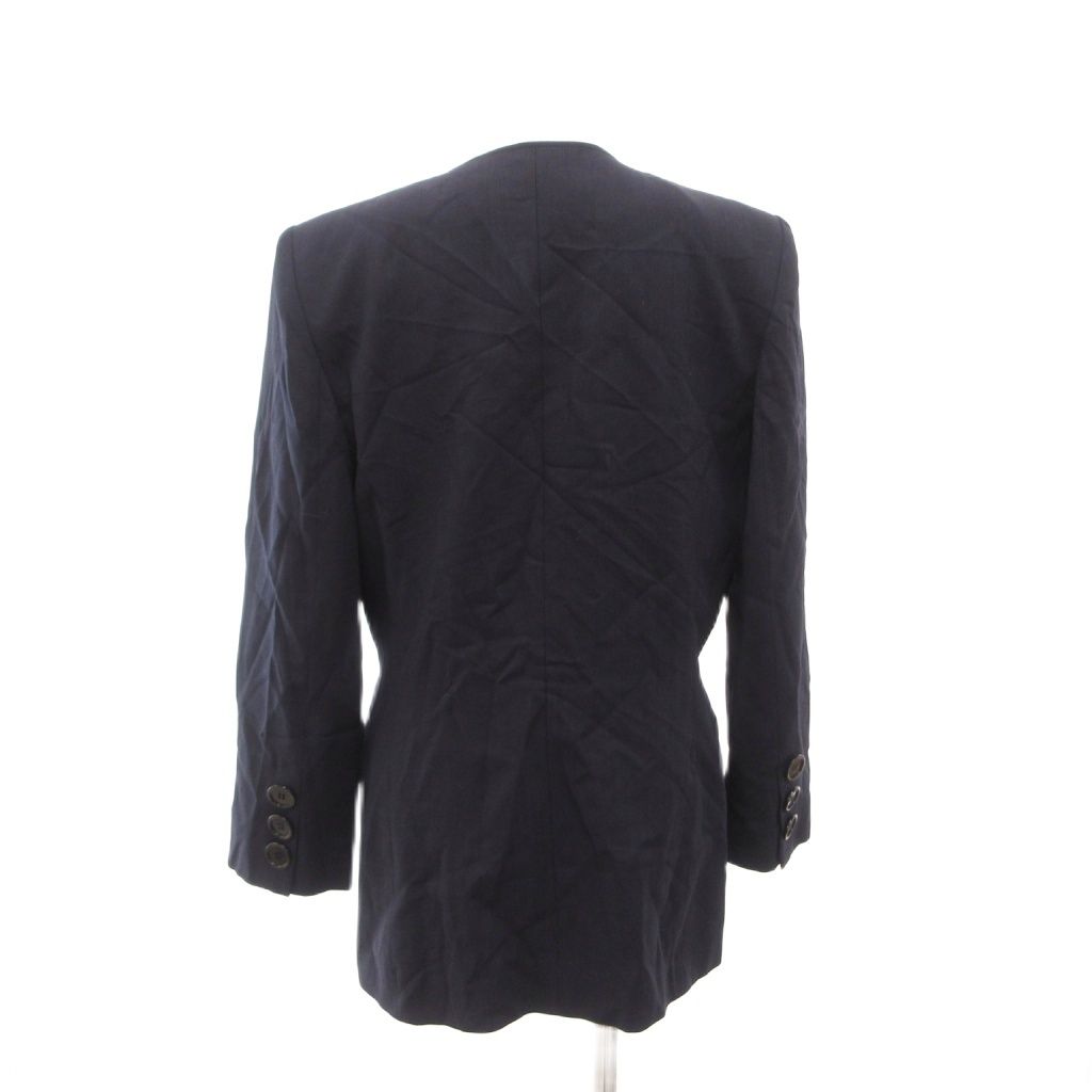 Dior Set Collarless Jacket Pencil Skirt Knee-Length Wool Gold Navy S — view 2